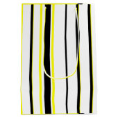 黒い黄色の白と灰色のストライプ ミディアムペーパーバッグ (裏面)