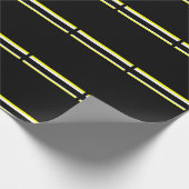 黒い黄色の白と灰色のストライプ ラッピングペーパー (角)