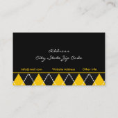 黒い黄色の白アーガイルトレンディー名刺 名刺 (裏面)