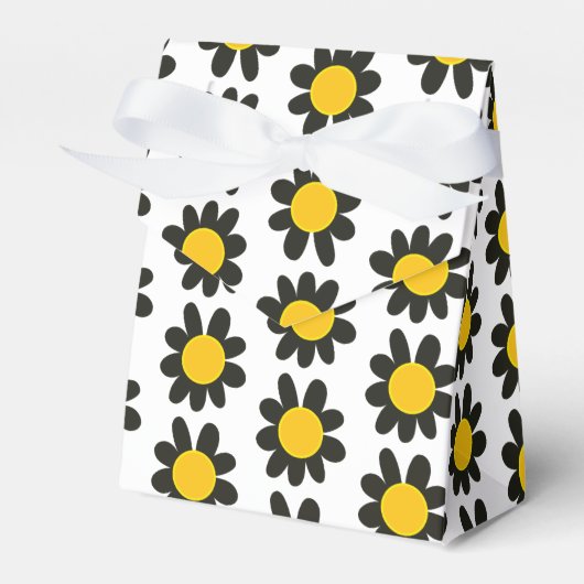 黒い黄色の花のカラフルおもしろい フェイバーボックス (正面サイド)