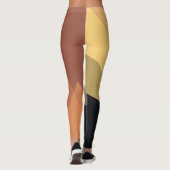 黒い黄色の茶色の幾何モダンパターン レギンス (裏面)