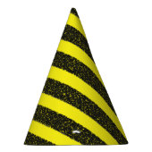 黒い黄色の蜂のようなストライプ模様 パーティーハット (右)
