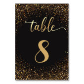 黒い黄金の高級グリッターとスパーク結婚ルス テーブルナンバー (裏面)