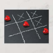 黒い黒い黒板と赤いハートのバレンタインデー シーズンポストカード (正面)