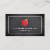黒い黒板と赤いリンゴの先生デザイン 名刺 (正面)