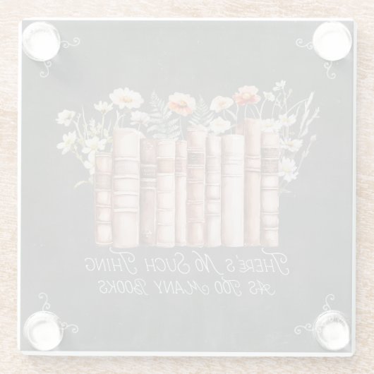 黒い黒板に花と引用文が咲く本 ガラスコースター (裏面)