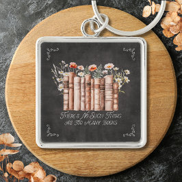 黒い黒板に花と引用文が咲く本 キーホルダー