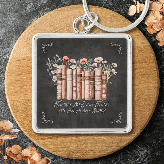 黒い黒板に花と引用文が咲く本 キーホルダー