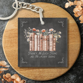 黒い黒板に花と引用文が咲く本 キーホルダー