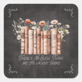 黒い黒板に花と引用文が咲く本 スクエアシール (正面)