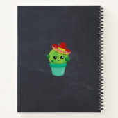 黒い黒板のソンブレロのかわいいサボテン ノートブック (裏面)