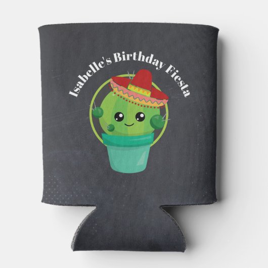 黒い黒板のソンブレロのかわいいサボテン 缶クーラー (裏面)