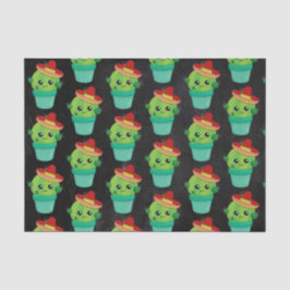 黒い黒板のソンブレロのかわいいサボテン 薄葉紙