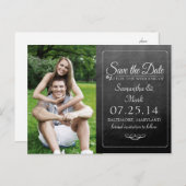 黒い黒板の写真の日付を保存 案内ポストカード (正面/裏面)