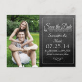 黒い黒板の写真の日付を保存 案内ポストカード (正面)