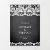 黒い黒板の国のレース結婚すべて 三つ折り招待状 (カバー)