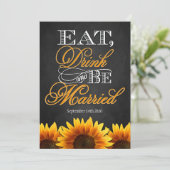 黒い黒板ひまわり結婚式招待状 招待状 (スタンド正面)