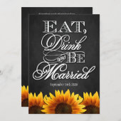 黒い黒板ひまわり結婚式招待状 招待状 (正面/裏面)