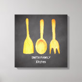 黒い黒板イエローガルーズキッチン キャンバスプリント (正面)