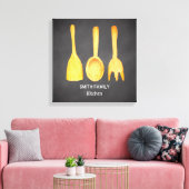 黒い黒板イエローガルーズキッチン キャンバスプリント (インサイチュ (リビング))