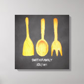 黒い黒板イエローガルーズキッチン キャンバスプリント (正面)