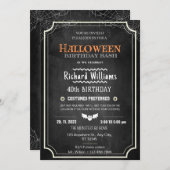 黒い黒板ハロウィーン誕生日衣装パーティー 招待状 (正面/裏面)