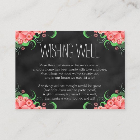 黒い黒板ピンクフローラの願い エンクロージャーカード (正面)