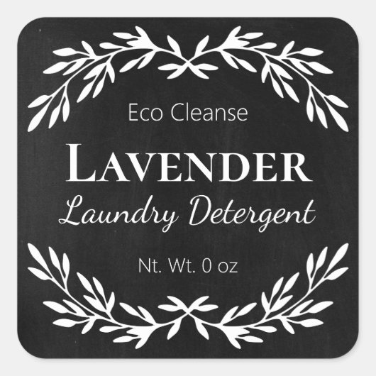 黒い黒板ランドリー洗剤ラベル スクエアシール (正面)