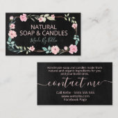 黒い黒板リース手作り石けんとろうそく 名刺 (正面/裏面)