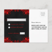 黒い黒板レッドフローラRSVP返信はがき インビテーションポストカード (裏面)