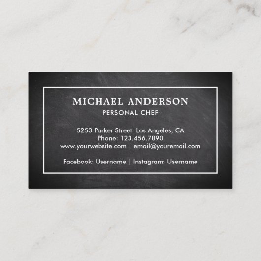 黒い黒板白い包丁パーソナルシェフ 名刺 (裏面)