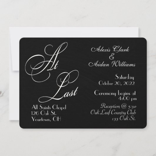 黒い黒板結婚式の招待 招待状 (正面)