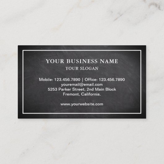 黒い黒板青の顔マスク 名刺 (裏面)