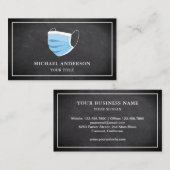 黒い黒板青の顔マスク 名刺 (正面/裏面)