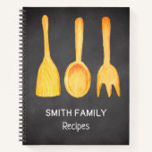黒い黒板 ブラウン イエロー 調理器具 レシピ ノートブック (正面)
