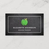 黒い黒板 緑のリンゴ 学校の先生 名刺 (正面)