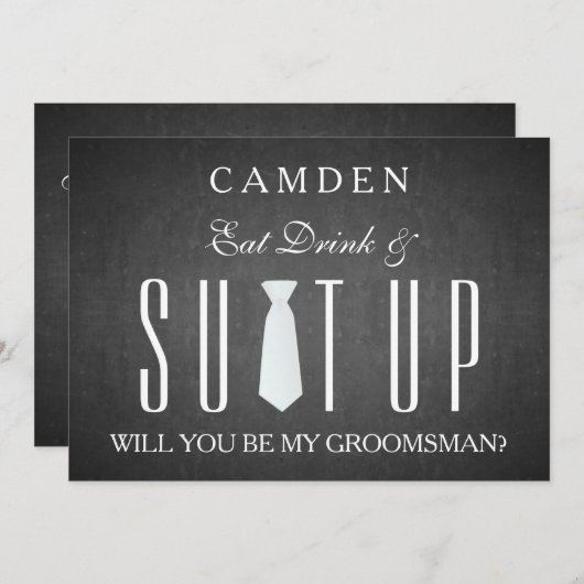 黒い黒板Suitup私の花婿の付添人です 招待状