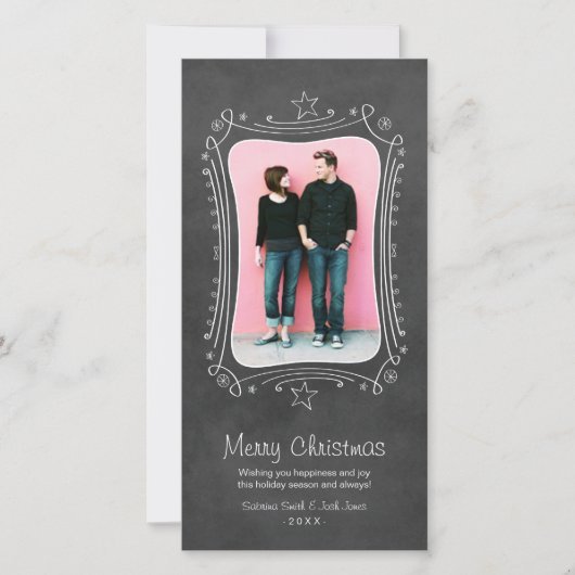 黒い黒素朴板メリークリスマス写真 シーズンカード (正面)