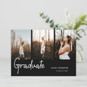 黒い3枚の写真を卒業パーティー 招待状 (スタンド正面)