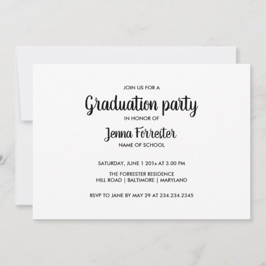 黒い3枚の写真を卒業パーティー 招待状 (裏面)