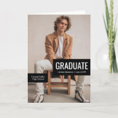 黒い3枚の写真付きブロックの卒業 招待状 (正面)