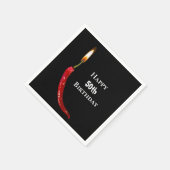 黒い50歳の誕生日に赤い唐辛子 スタンダードカクテルナプキン (角)