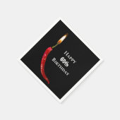 黒い60歳の誕生日に赤い唐辛子 スタンダードカクテルナプキン (角)