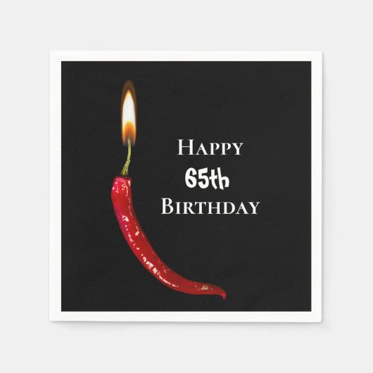 黒い65歳の誕生日に赤い唐辛子 スタンダードカクテルナプキン (正面)