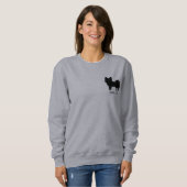 黒い(または他の色の)パピロンと文字カスタム付き スウェットシャツ (正面フル)