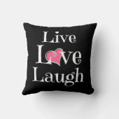 黒い、ピンクのハートで白い生きている愛笑いの枕 クッション (裏面)