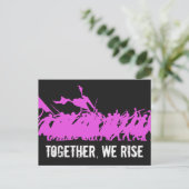 黒い「一緒に、私たち立ち上がり」はがき ポストカード (スタンド正面)