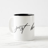 黒い「呼吸する」文字 ツートーンマグカップ (正面左)