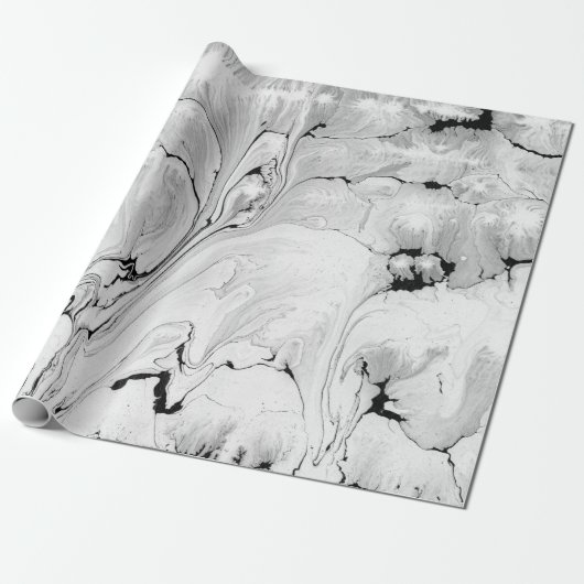 黒い、白濁水の質のデザイン、マーブル紙 ラッピングペーパー (アンロールド)