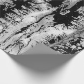 黒い、白濁水の質のデザイン、マーブル紙、 ラッピングペーパー (角)